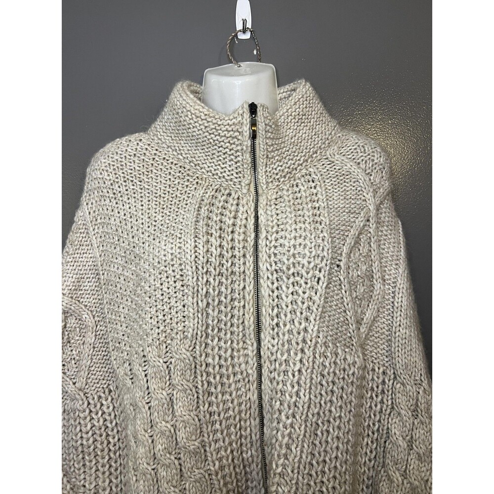 Elsamanda Sweater Cape Poncho Womens One Size Beige Cable Knit Zip Front Italy